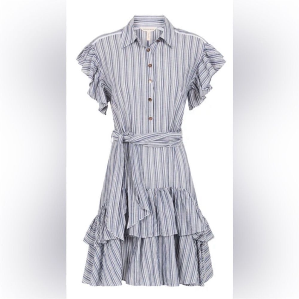 Rebecca Taylor Striped Ruffle Sleeve Dress, Us10